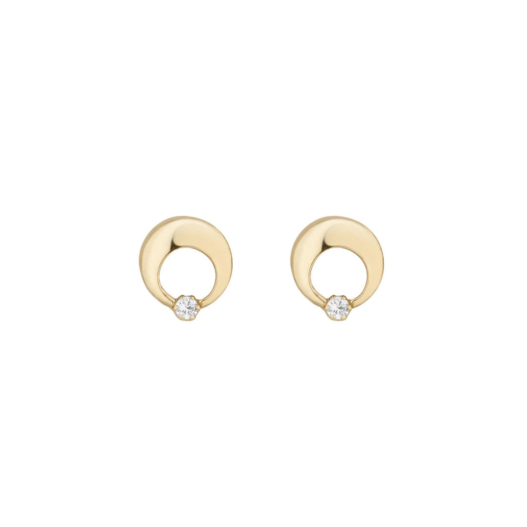 9ct Gold CZ Open Circle Small Stud Earrings