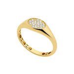 Load image into Gallery viewer, 9ct Gold CZ Oval Narrow Signet Ring
