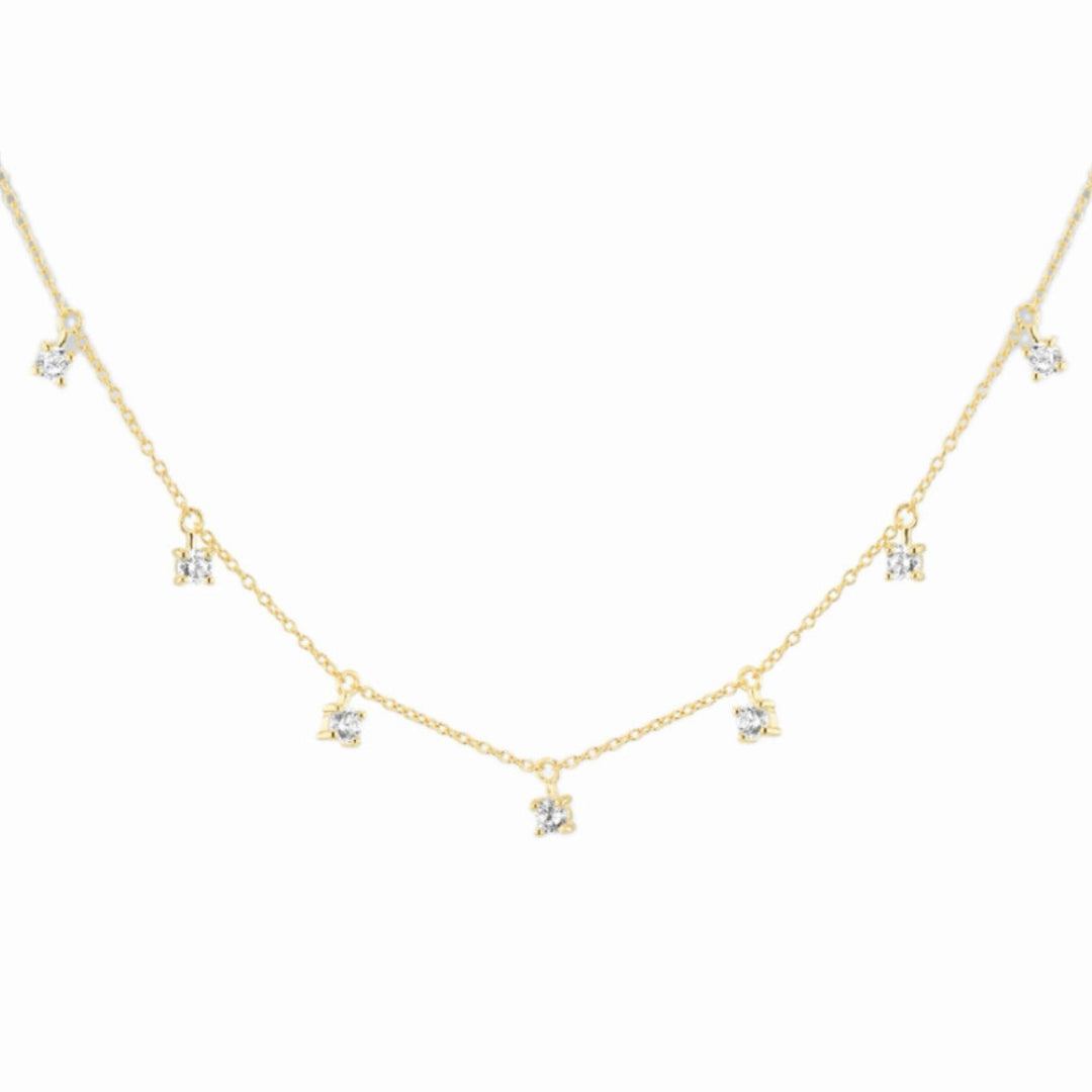 9ct Gold CZ Stone Droplet Necklace