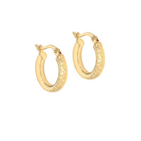 9ct Gold Diamond Cut Creole Hoop Earrings