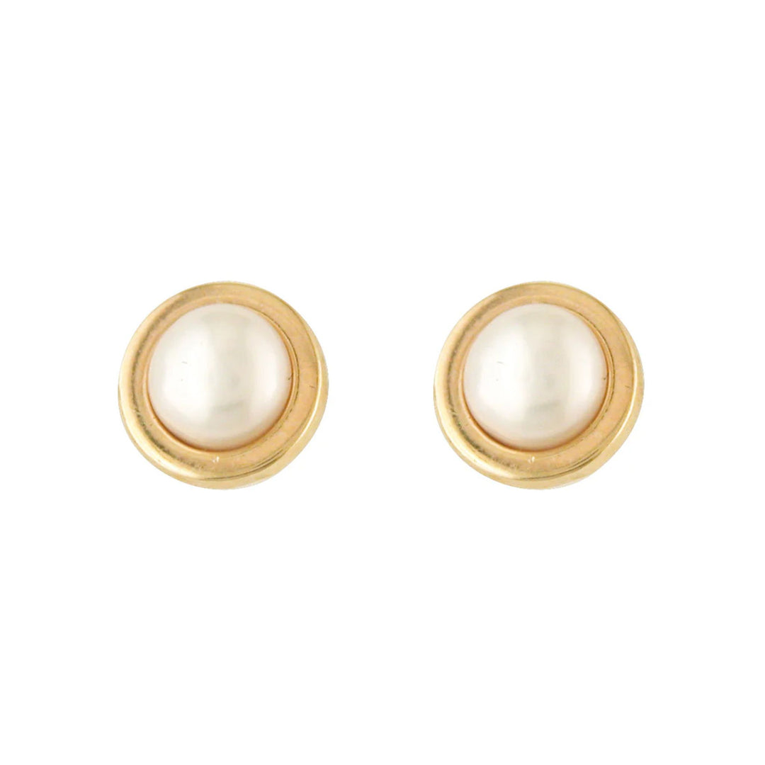 9ct Gold Freshwater Pearl Rimmed Stud Earrings