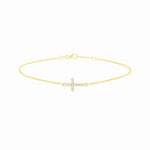 Load image into Gallery viewer, 9ct Gold Horizontal CZ Cross Bracelet
