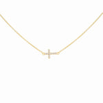 Load image into Gallery viewer, 9ct Gold Horizontal CZ Cross Necklace
