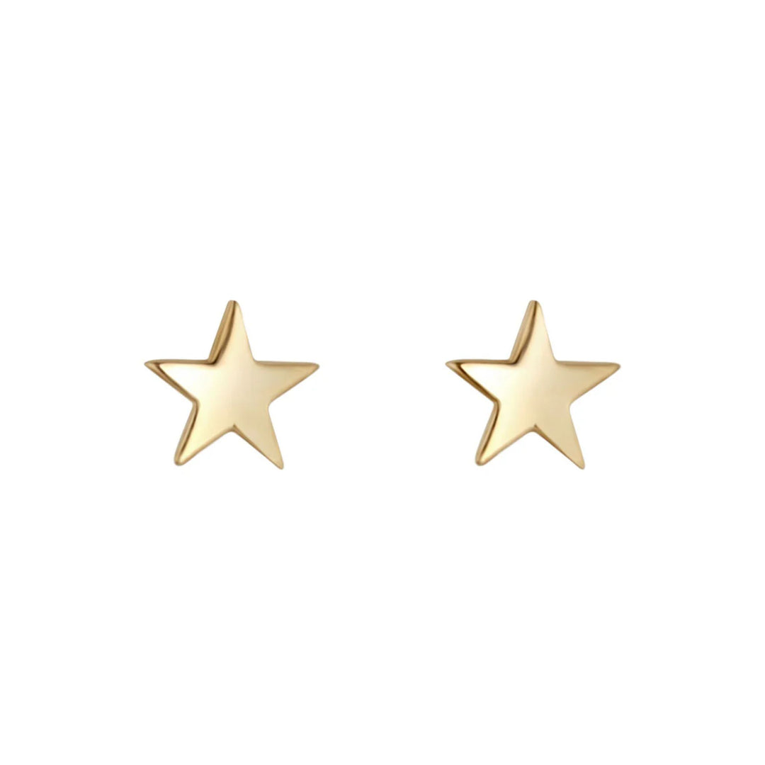 9ct Gold Large Star Stud Earrings