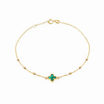 Load image into Gallery viewer, 9ct Gold Malachite Petal and Diamond Cut Ball Bracelet
