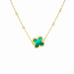 Load image into Gallery viewer, 9ct Gold Malachite Petal and Diamond Cut Ball Necklace
