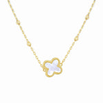 Load image into Gallery viewer, 9ct Gold Mother of Pearl Petal &amp; Diamond Cut Ball Necklace
