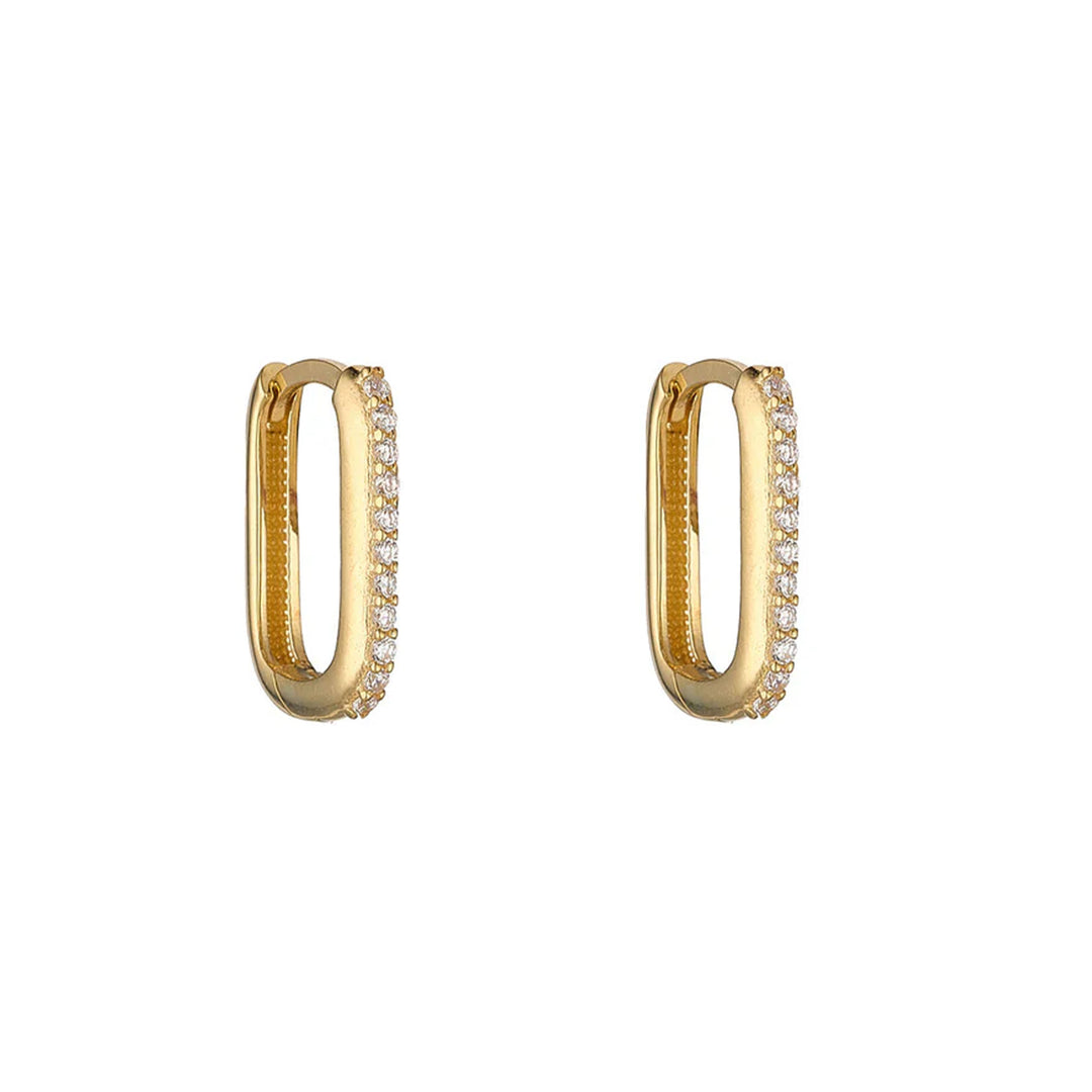 9ct Gold CZ Paperlink Hoop Earrings