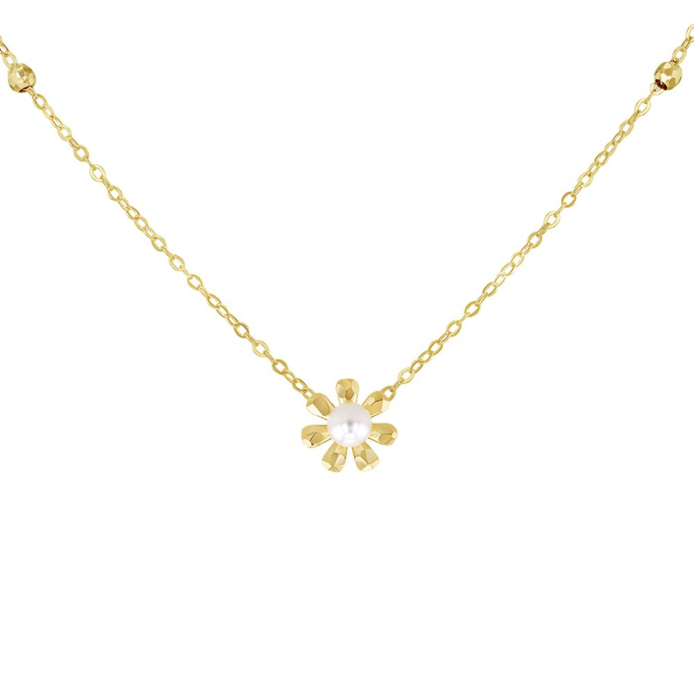 9ct Gold Daisy Pearl Necklace