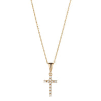 9ct Gold Small CZ Cross Necklace