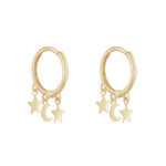 Load image into Gallery viewer, 9ct Gold Star and Moon Huggie Hoop Earrings
