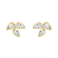 9ct Gold Triple Pear CZ Cluster Stud Earrings