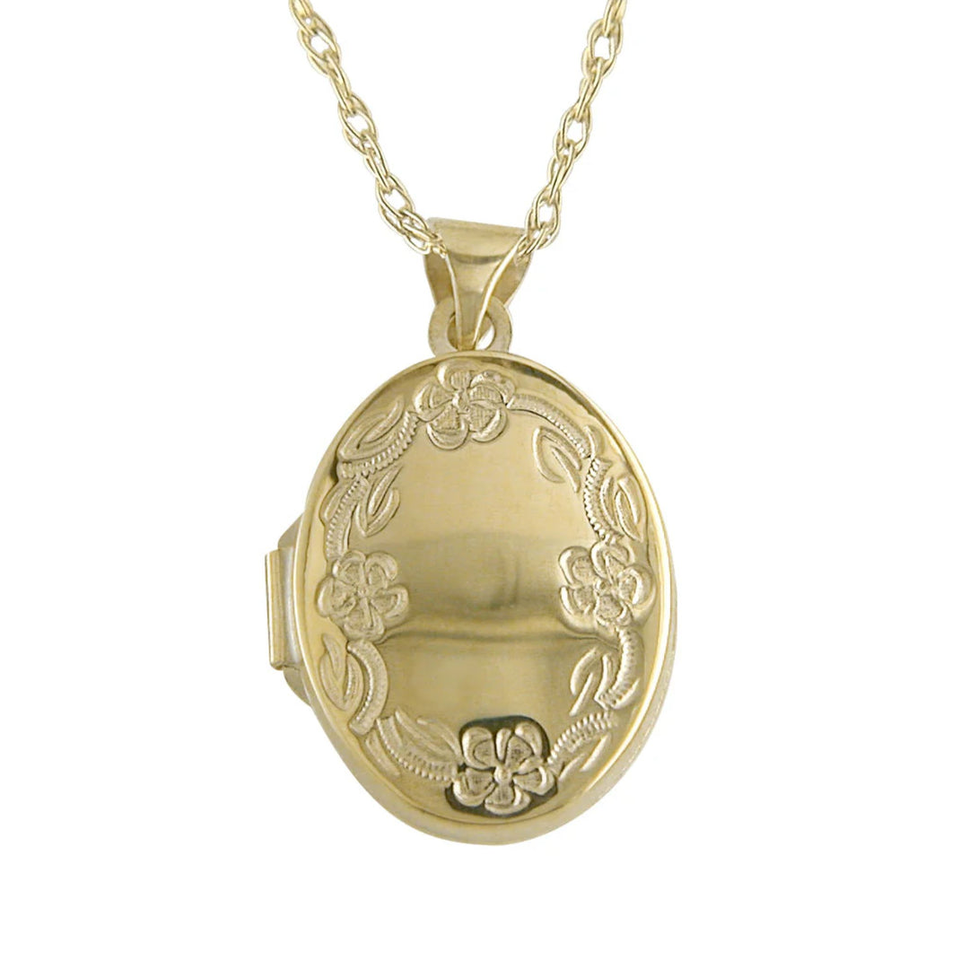 9ct Gold Flower Detail Locket Necklace