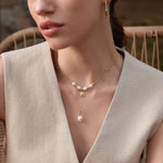 Load image into Gallery viewer, Gold Plated Colourful CZ Pearl Necklace
