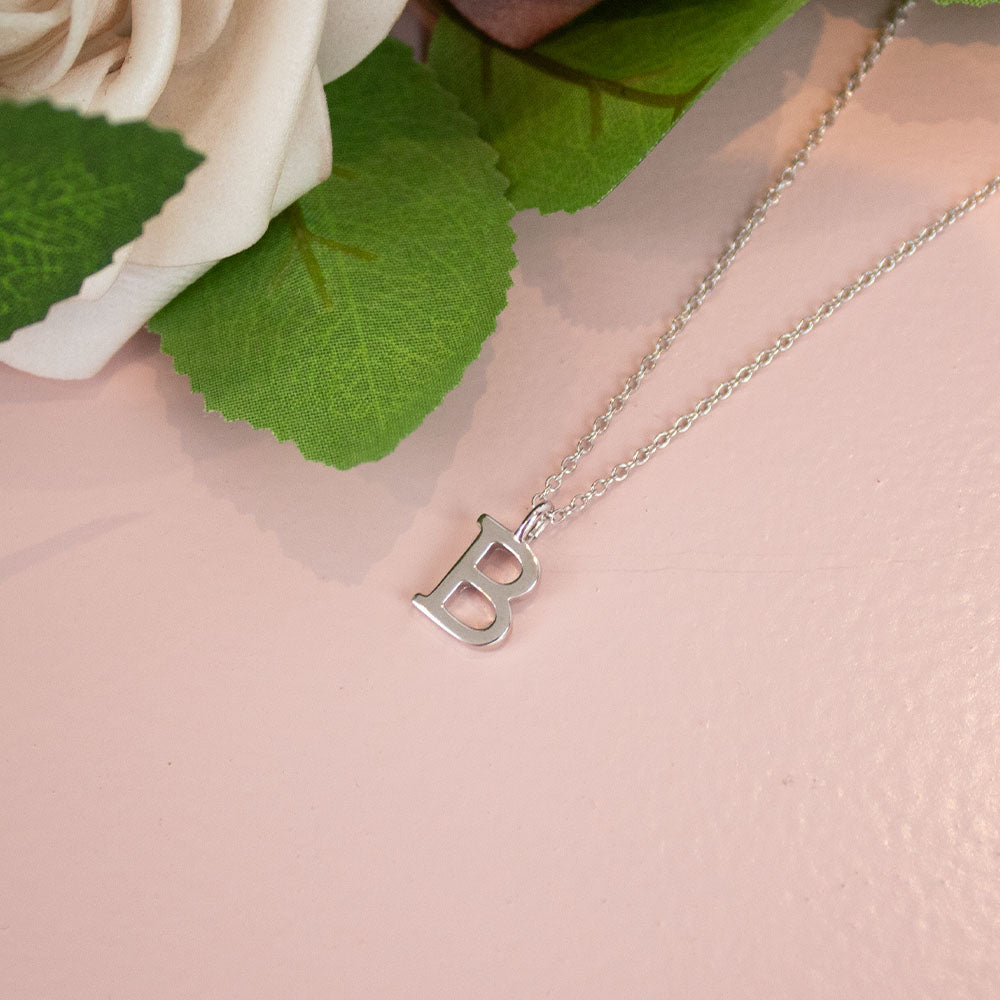 Silver B Initial Necklace