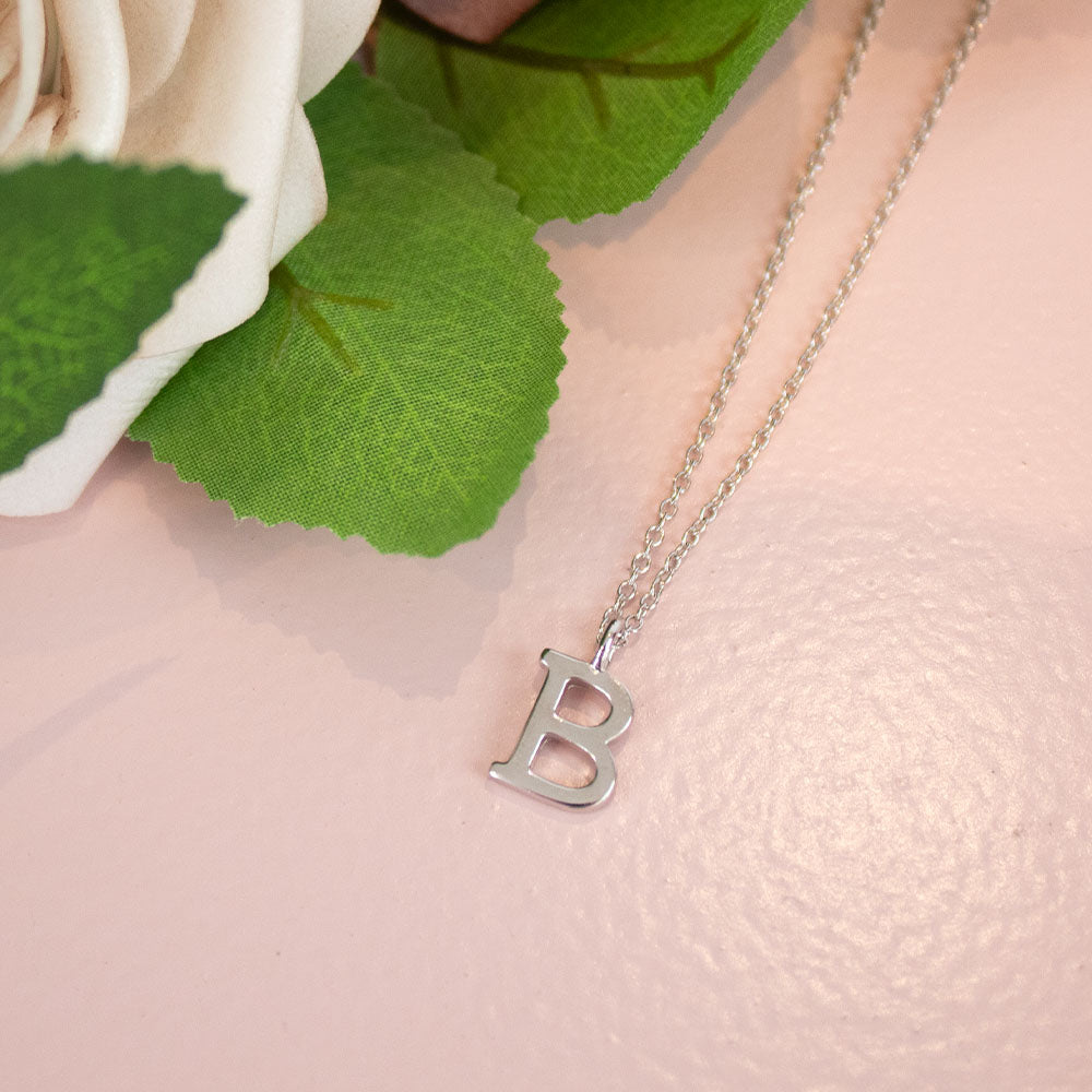 Silver B Initial Necklace