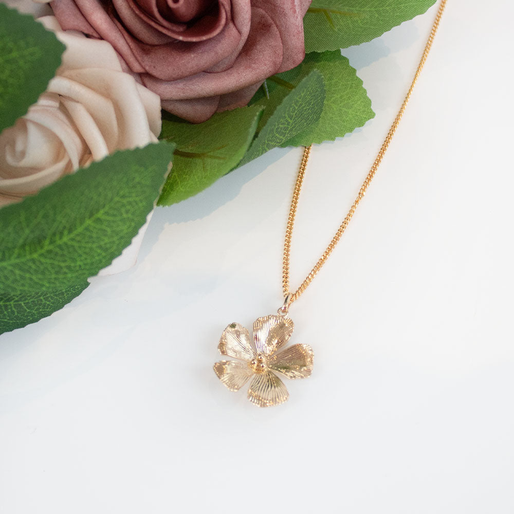 Gold Plated Blossom Pendant Necklace