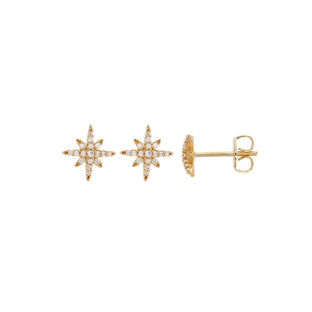 Gold Plated Cassie CZ Star Stud Earrings