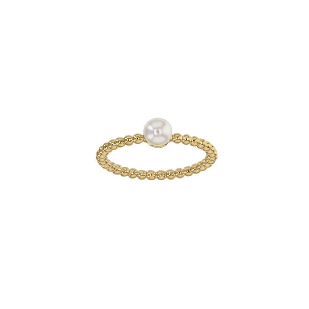 Gold Plated Pearl Beaded Band Ring