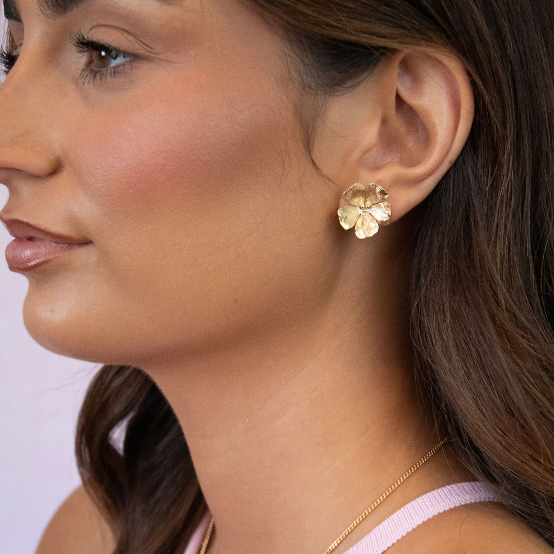 Gold Plated Blossom Stud Earrings