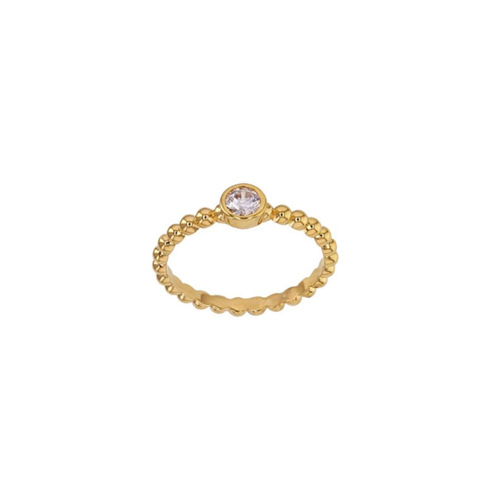 Gold Plated CZ Bezel Ball Band Ring