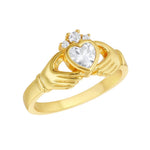 Load image into Gallery viewer, Gold Plated CZ Claddagh Ring
