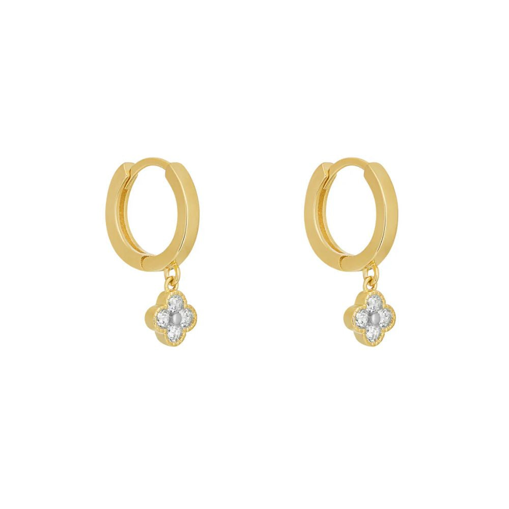 Gold Plated Clover Huggie Hoop Earrings