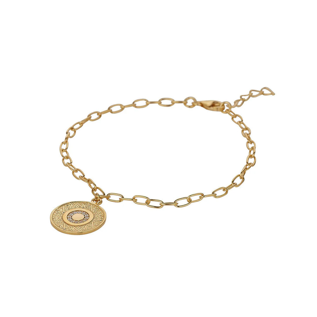 Gold Plated CZ Coin Bracelet