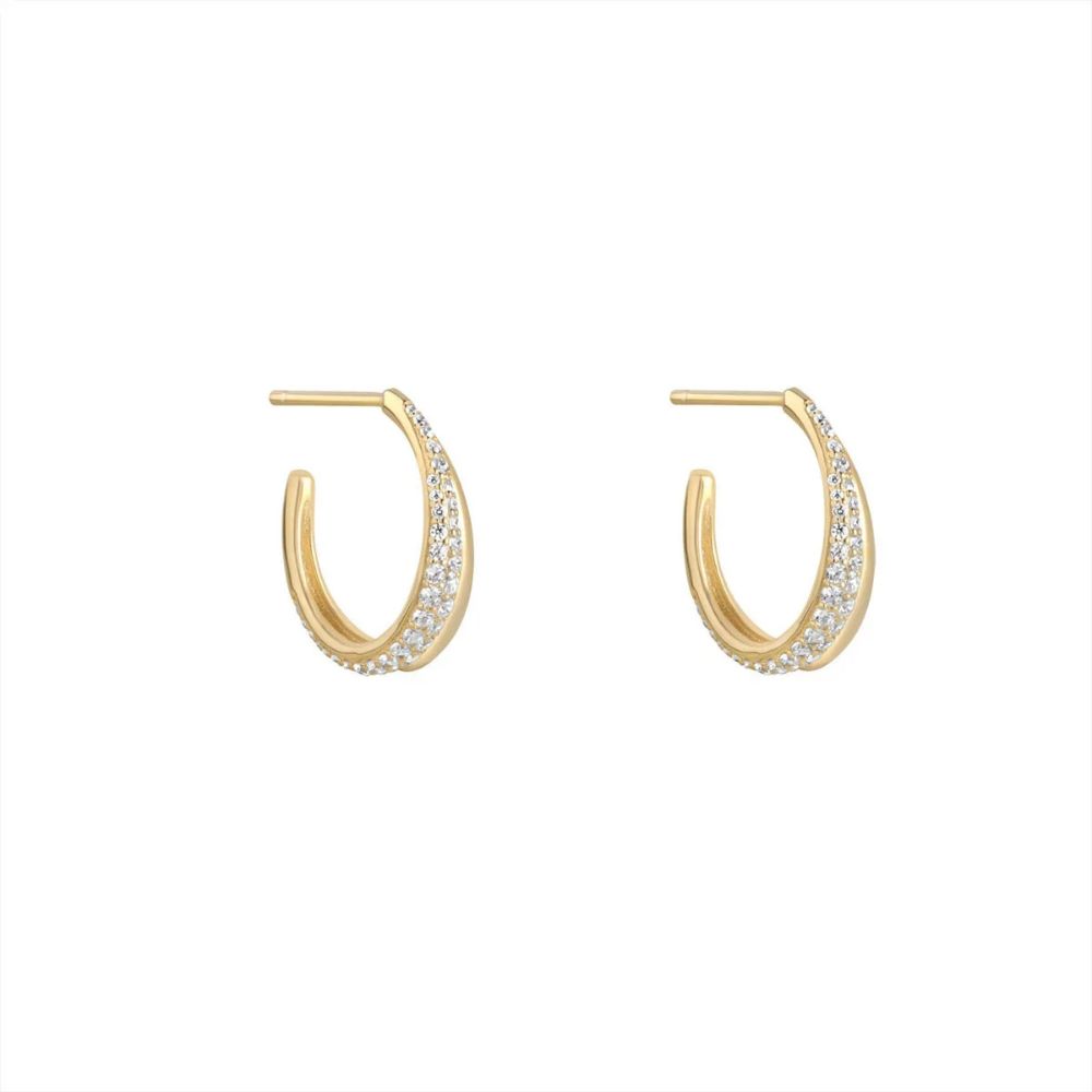Gold Plated CZ Wrap Hoop Earrings