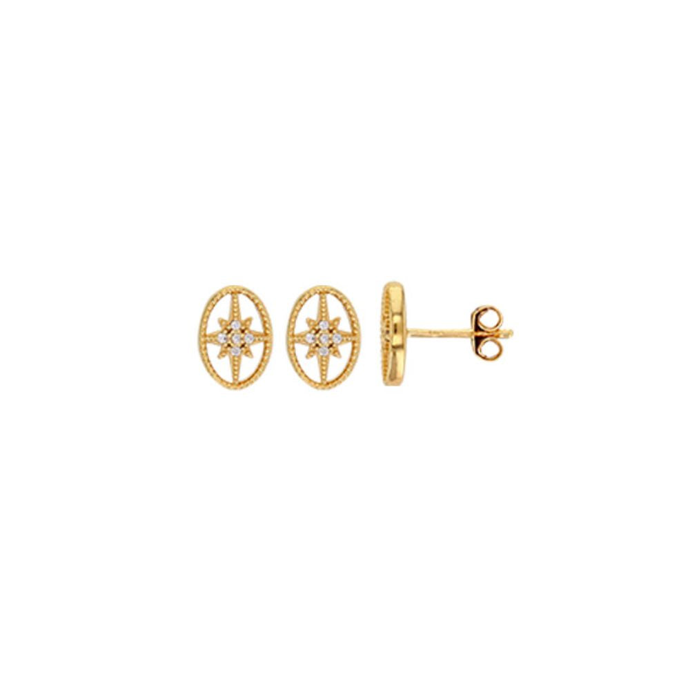 Gold Plated Cassie Circle Star Stud Earrings