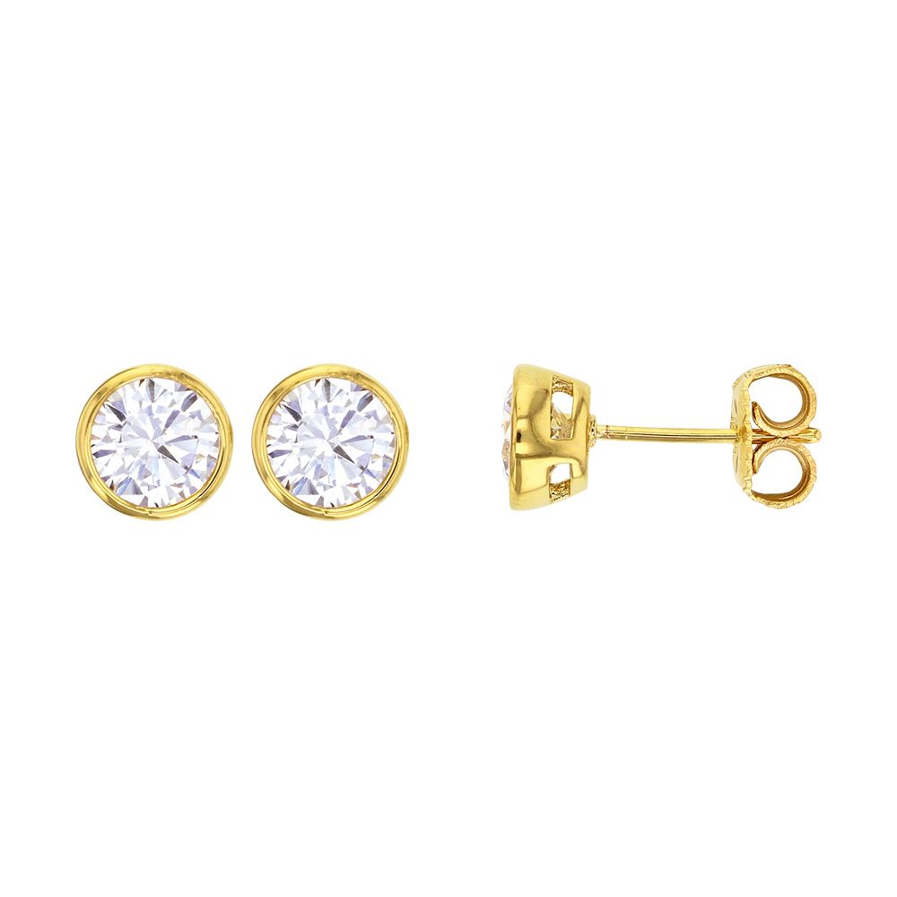 Gold Plated Clara CZ Classic Stud Earrings