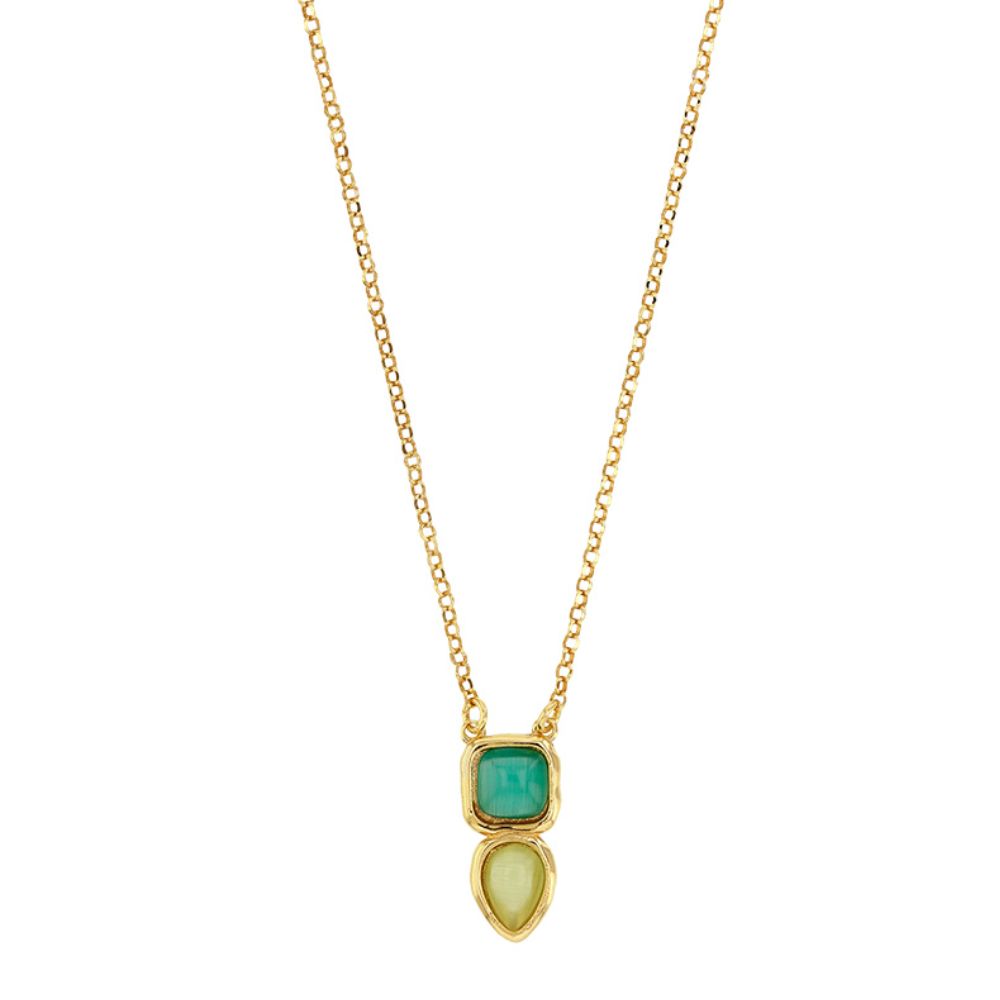 Gold Plated Lena Green Drop Necklace