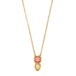 Load image into Gallery viewer, Gold Plated Lena Pink &amp; White Drop Necklace

