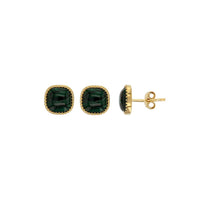Gold Plated Malachite Stud Earrings