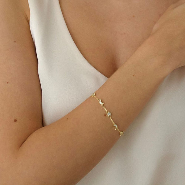 Gold Plated Moons and Stars Bracelet