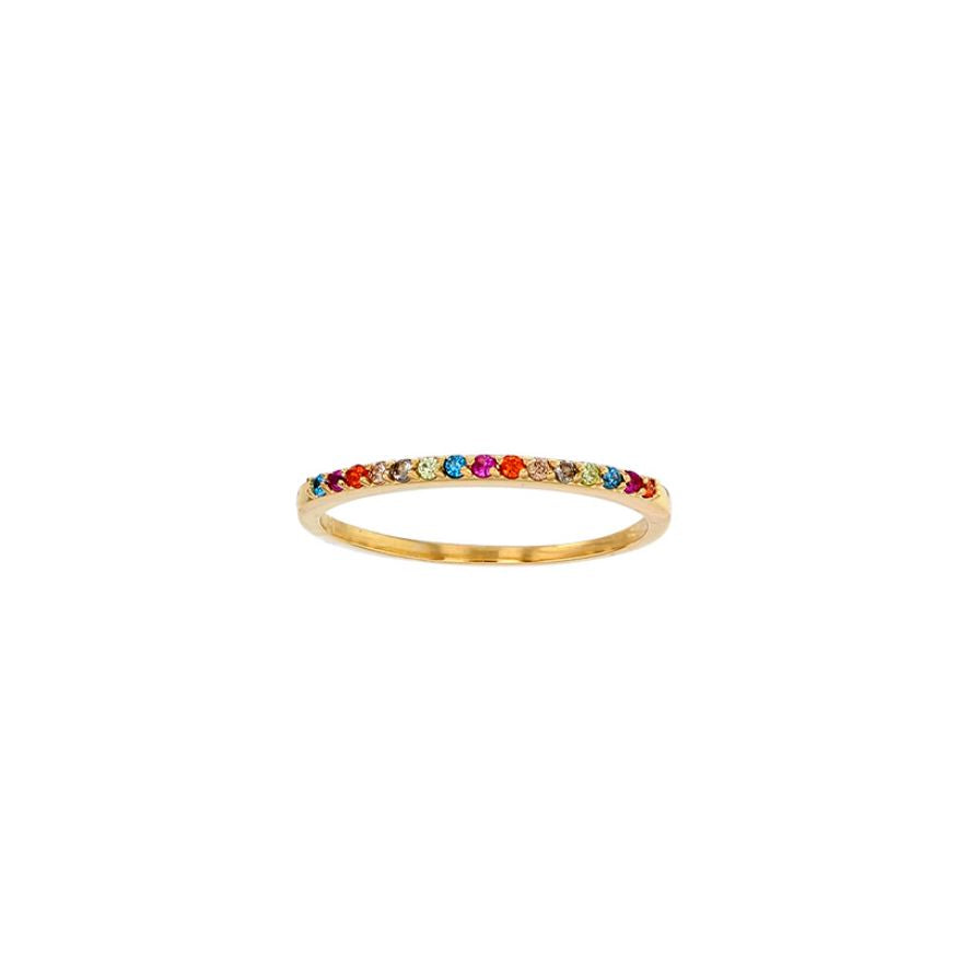 Gold Plated Multicoloured CZ Band Ring