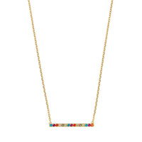 Gold Plated Multicoloured CZ Bar Necklace