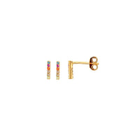 Gold Plated Multicoloured CZ Bar Stud Earrings