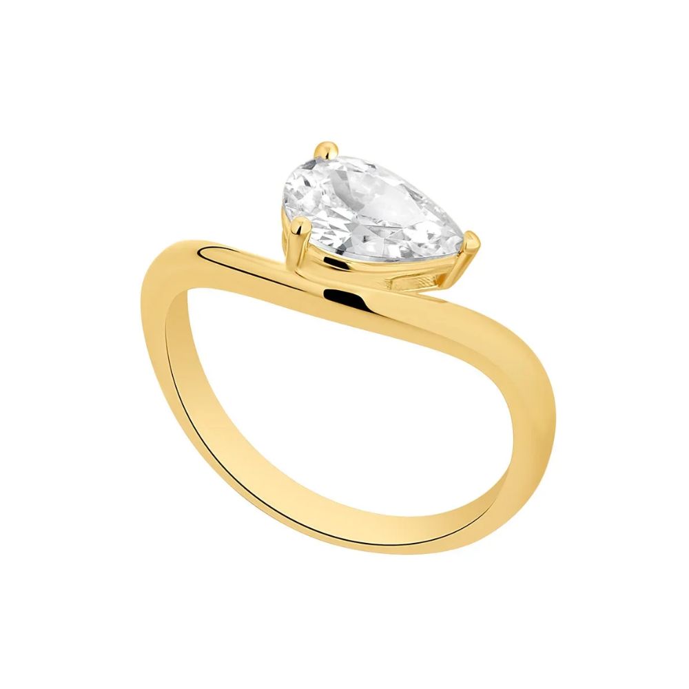 Gold Plated Olivia CZ Pear Ring