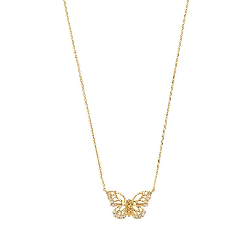 Gold Plated Open Butterfly Necklace