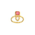 Load image into Gallery viewer, Gold Plated Lena Pink &amp; White Ring
