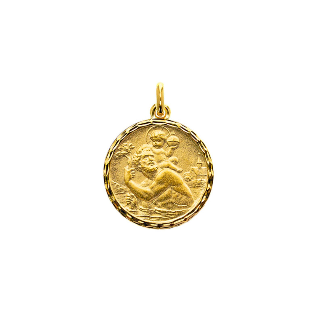 Gold Plated St Christopher Medal Necklace