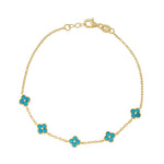 Load image into Gallery viewer, Gold Plated Turquoise Clover Bracelet
