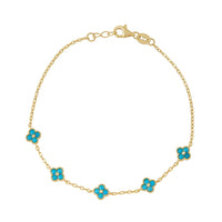 Gold Plated Turquoise Clover Bracelet