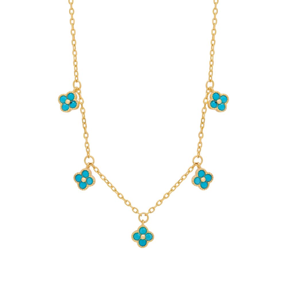 Gold Plated Turquoise Clover Necklace