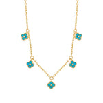 Load image into Gallery viewer, Gold Plated Turquoise Clover Necklace
