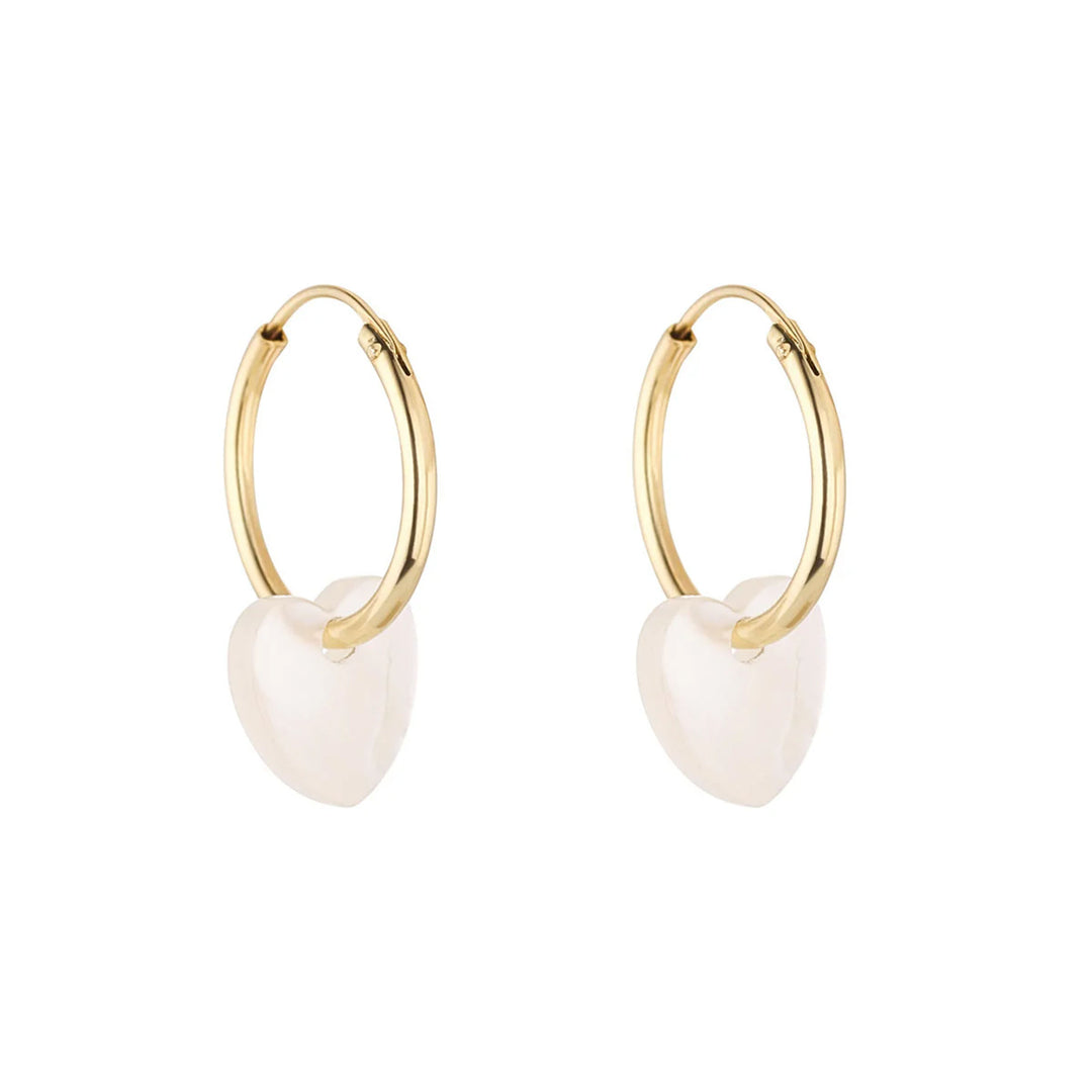 9ct Gold Mother of Pearl Sleeper Hoop Earrings