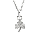 Load image into Gallery viewer, Silver Crystal Set Shamrock Pendant Necklace
