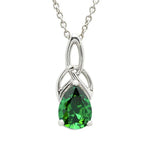 Load image into Gallery viewer, Sterling Silver Emerald Trinity Knot Pendant Necklace
