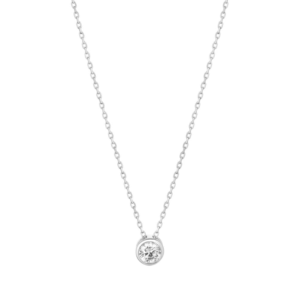 Silver 5mm Rubover Slider Pendant Necklace